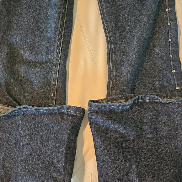 Lazer Flare High Rise Silver Stud Embellished Straight Leg Jeans Size 3 - Picture 6 of 12